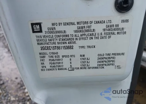 2006 Chevrolet Silverado 1500 Lt2 из США, поврежденный, VIN 2GCEC13T661153682